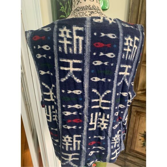 Chico’s Design 100% Cotton Indigo Fish Vest - Picture 6 of 7